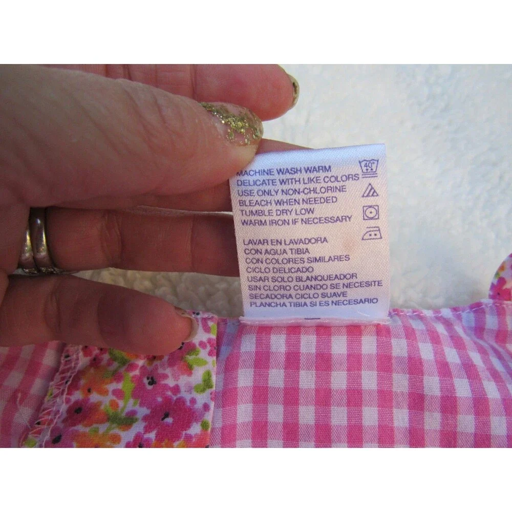 Girls Size 6 Tank Dress Pink Floral Print Embroidered Flowers Blueberi Boulevard